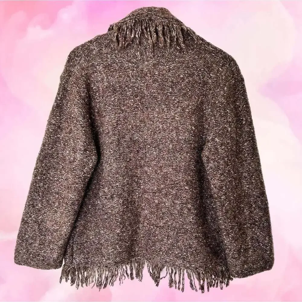 Ruby Rd. Mottled Fringe Knit Open Cardigan - Picture 3 of 4